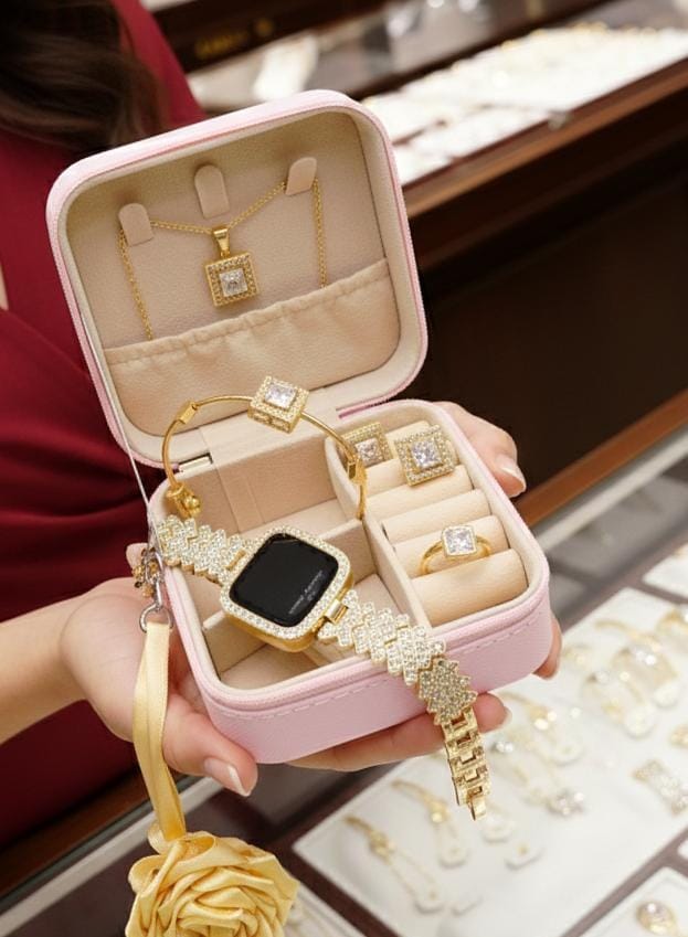 Luxury 4-Piece Silver Crystal Jewelry Set for Women